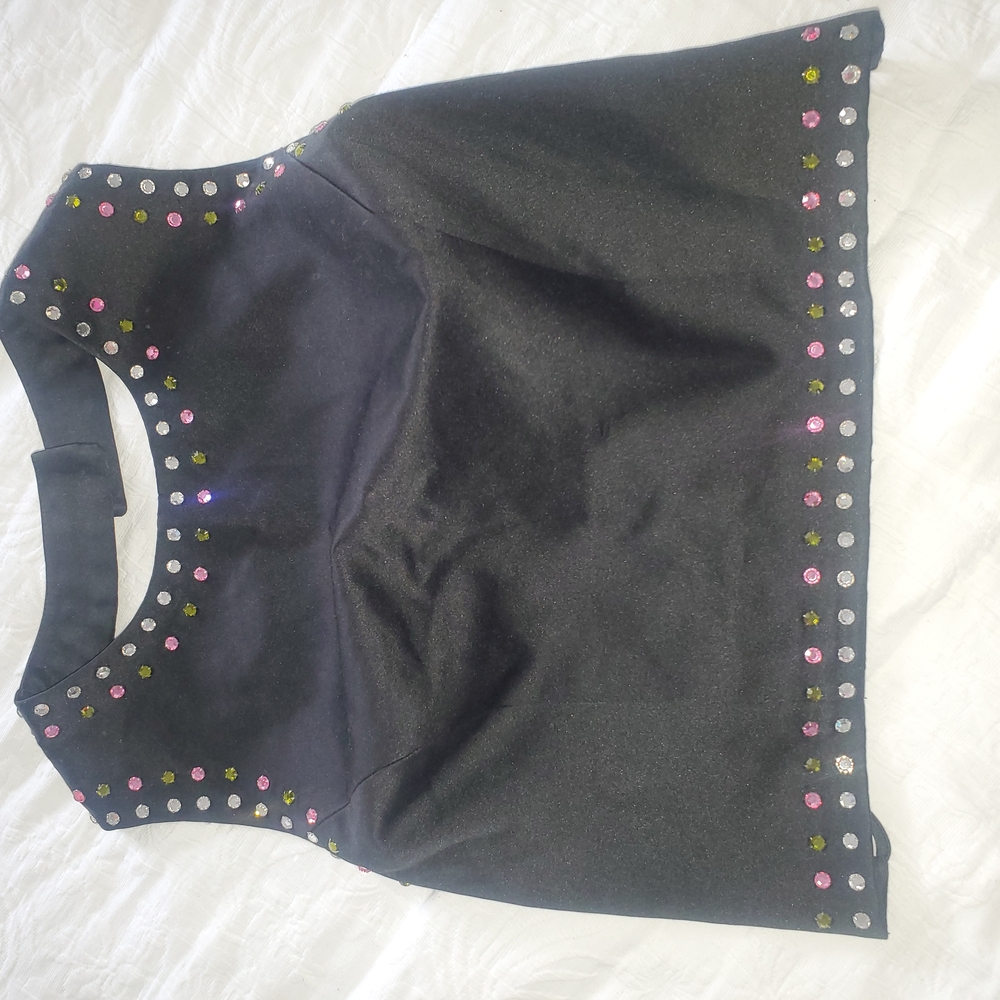 Black Sleeveless Top with Swaroski Embroidery